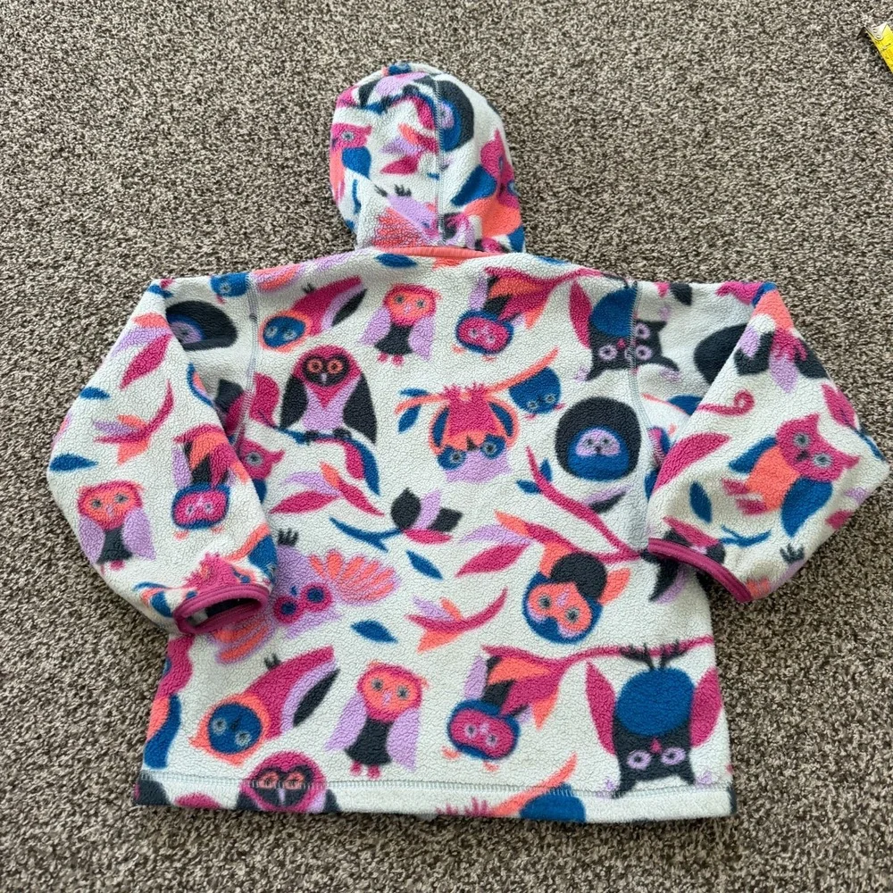 Patagonia Baby Synchilla Cardigan Fleece Full Zip Hooded Size 4T Owls Hooded